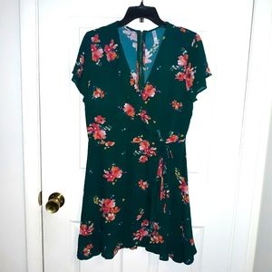 Floral faux wrap dress